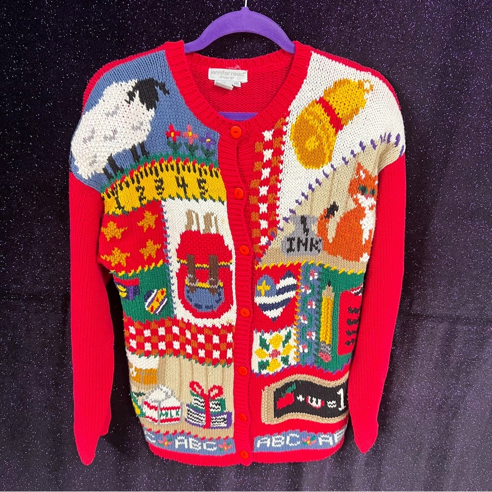 Colorful Patchwork Cardigan Sweater